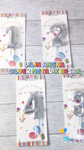 Lilin Angka Ulang Tahun Silver Metalik Besar / Lilin Angka Silver / Number Candle Birthday Silver