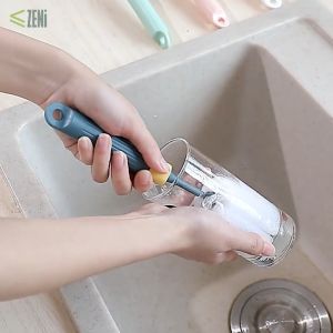 ZENi Sponge Brush | Glass Bottle Cleaning Sponge With Adjustable Handle | Melamine Sponge Brush