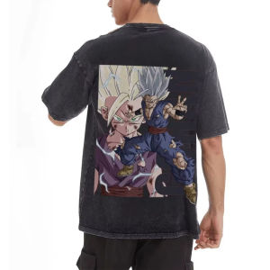 Bandai | Dragon Ball Son Gohan 2026 Men Summer Washed T-shirt Harajuku Vintage Streetwear Women Casual Short-sleeved Tee Top
