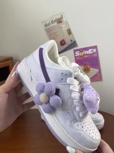 OYNN Young Immature Series 2024 New Flower Kawaii Cartoon Lazy Small Bear Shoes Couple Same Shoes