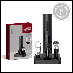 Bộ dụng cụ mở nút chai rượu vang tự động kèm đế sạc điện