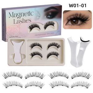 2Pairs Magnetic Eyelashes 3D Natural False Eyelash Reusable Easy Wear Eye Makeup Set Gluee-free Lashes