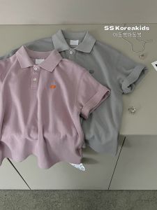 Fashionable Childrens Polo Shirt Short Sleeve Summer T-Shirt Boys Girls Kids Clothing Korean Style Pure Cotton 100% Cotton