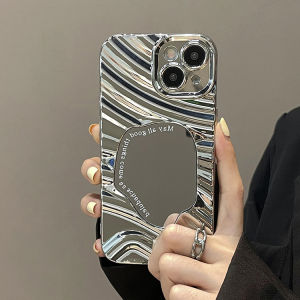 Crashstar Thời Trang Lượn Sóng mạ bạc vỏ điện thoại Với Không Thường Xuyên Gương Cho iPhone 15 14 13 12 11 Pro Max 8 + 7 Cộng Với X XR XS Max Trang Điểm Ốp điện thoại Mềm Vỏ vỏ điện thoại chống sốc