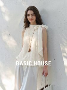Basic House | Embroidered Mesh Sleeveless Womens Shirt for Summer