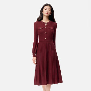 Koradior | Wool Slim A-Line Textured Knit Dress