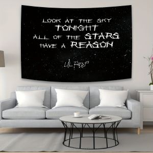 VIKAMA Lil Peep Starry Sky Philosophy Tapestry Starry Gradient Musician Studio Trendy Room Artistic Living Room Decor