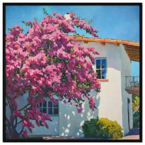 Tranh vẽ tường giàn hoa giấy. Tranh treo tường dán tường sơn dầu tranh trí canvas. CGI-1433