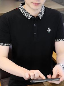 HENGYUANXIANG | Hengyuanxiang Mens Short Sleeve Polo Shirt Pure Cotton Cool Feeling Summer Fashion Striped Polo Neck T-Shirt Youth Vitality Style