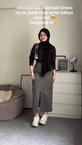 CARGO SKIRT/ ROK CARGO BELAH DEPAN / ROK CARGO SPAN BELAH DEPAN wanita