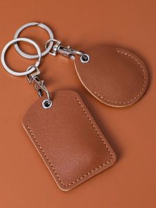 LUOCHENG | Water Drop Shaped Leather Small Rectangle Access Card Holder Keychain