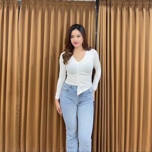 Atasan Wanita Basic Crop Top RAISA Lengan Panjang