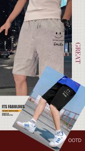 กางเกงขาสั้นสกรีนลายสำหรับผู้ชาย[ผ้ายืดเนื้อผ้าใส่สบาย]ราคาพิเศษเกิบเงินปลายทาง สกรีนลายรูปรอยยิ้ม Smile เท่ๆ สายมินิมอลต้องลองงง