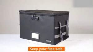 2 Layer File Storage Box with Lock Fireproof File Box Fireproof Document Bag With Zipper Portable File Cabinet Passport Car Safe Box A4 Letter Document Storage Box