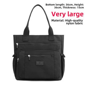Large Capacity Womens Canvas Tote Bag Oxford Cloth Nylon Commuter Single Shoulder Bag Lightweight Versatile Casual Backpack