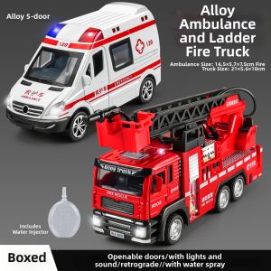 Large Alloy Fire Truck Toy for Boys and Girls with Ladder Rescue Function