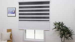 2 In 1 Day And Night Curtain 100% Full Blackout Korean Venetian Blinds Thickened Waterproof And Oil Proof Double Rolling Curtains Office Bathroom Bathroom Kitchen Shade Curtain