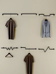 Minimalist Iron Wall-Mounted Clothing Display Stand Wall-Mounted Mens Womens Clothing Store Clothesline Pole Childrens Clothing Combination Bracket