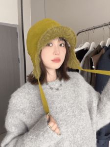 หนาขึ้น อุปกรณ์ป้องกันหูแบบสวมใส่ได้สองด้าน ขนสัตว์ หมวกนักบินสไตล์เกาหลีอุ่น และ มีสไตล์ Face-lifting ฤดูหนาว อุปกรณ์เสริม