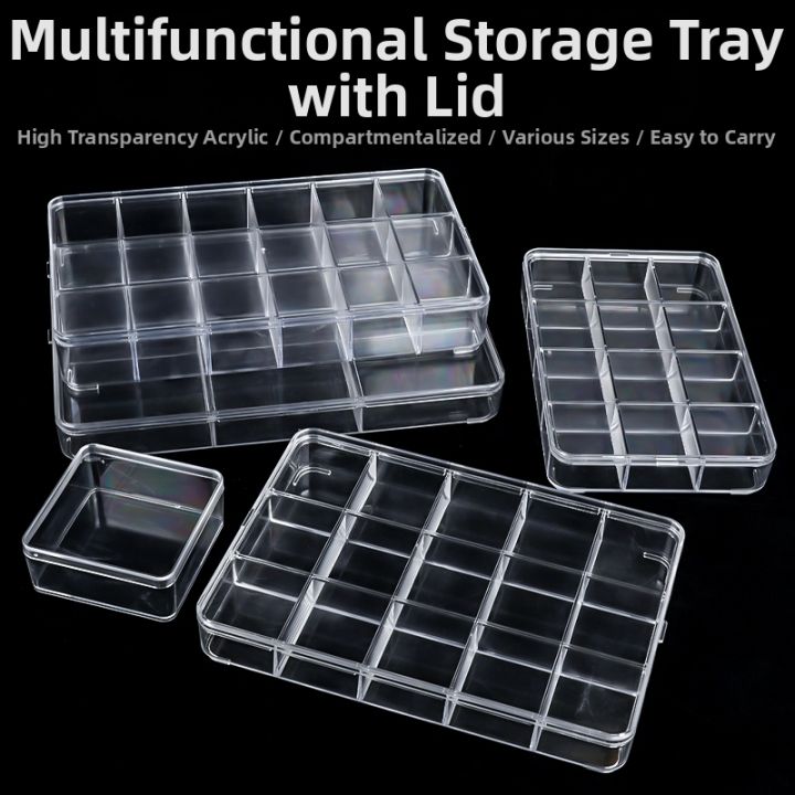 Acrylic Grid Display Box Bead Storage Organizer Jewelry Box ...
