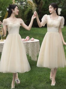 Champagne Color Maids Dress Womens Mid-Length Summer New Style Graduation Gown Sister Group Ceremony Dress Can Be Worn Regularly