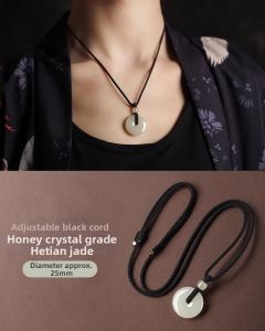 HUAKAIYUNDUO | Couple Suitable White Jade Sheep Fat Jade Necklace