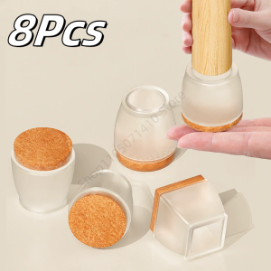 8Pcs Chair Leg Floor Protectors Foot Cover with Thick Wrap Felt Pads Furniture Table Silicone Feet Mats Protect Hardwood Floors