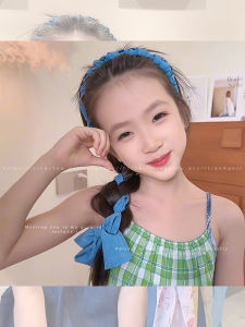 NING ZHOU | Jean Blue Bow Headband with Ribbons Hair Accessory