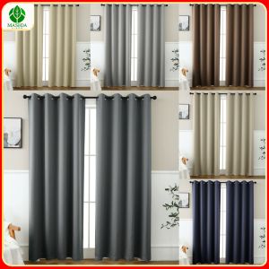 MASHIDA 90-99% Blackout Curtain Hook/Ring Type Sun Blocked Polyester Curtain Solid Colour Langsir Blackout Tirai Tingkap Plain Curtain