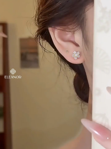 Set bông tai nữ chuôi bạc 925 Eleanor Accessories hoa đính đá phụ kiện trang sức khuyên tai 10477
