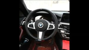 NEW MODEL GEELY 3D STEERING WHEEL COVER CARBON FIBER 38CM WITH GEELY LOGO (BLACK OR RED)