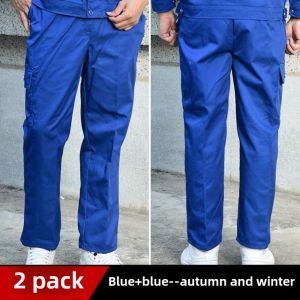 Pure Cotton Polyester Cotton Work Pants Mens Wear-Resistant Loose Construction Site Labor-Protection Cargo Pants Welding Overalls Pants Spring & Fall Summer