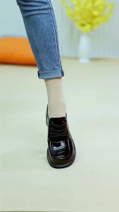 Lace-Up Small Leather Shoes Women British Style Thick-Soled Platform 2025 Spring Vintage French High