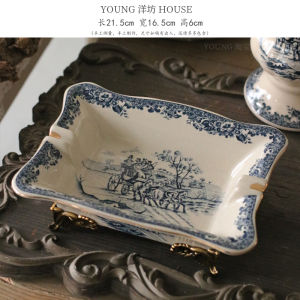 Yangfang French Chinese Style Blue and White Porcelain Vase Ceramic Chinese Style European American Style Fruit Plate Tissue Box Key Storage