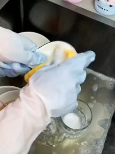 Sarung Tangans🧤Dishwashing Gloves Waterproof Rubber Latex 1 Pair Gloves Kitchen Cleaning 厨房洗碗手套家用橡胶手套女防水防钩破胶皮耐用型