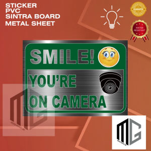 Modern Graphics Smile Youre on Camera Sign Colored Metallic Sticker Sintra Board l Waterproof