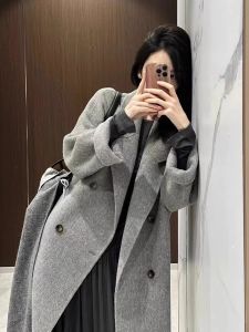 เสื้อโค้ทขนสัตว์สีเทา ฤดูใบไม้ร่วง/ฤดูหนาว 2025 เสื้อโค้ทขนสัตว์ผ้าขนสัตว์เนื้อนุ่มสไตล์เกาหลี ทรงเข้ารูป ทรงเข้ารูป สไตล์ฮิปสเตอร์