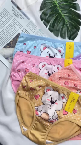 กางเกงในเด็กผู้หญิง ผ้านิ่ม ระบายอากาศ ลายการ์ตูนหมีน่ารักกางเกงในแฟชั่นเอวสูง ใส่สบาย ราคาถูก