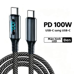 Cáp Sạc Siêu Nhanh NNBILI 2 Chiếc 120W USB Type C Sang Type C Với Màn Hình LED Kỹ Thuật Số Dành Cho iPhone 17 Samsung - Dây Đồng Bộ Dữ Liệu
