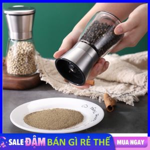 Lọ Xay Tiêu Thủy Tinh Cầm Tay - Cối Xay Tiêu Lưỡi Siêu Bén - Dụng Cụ Xay Hạt Tiêu Muối ớt Hủ Gia Vị Cầm Tay Inox 304 Cao Cấp Nhỏ Gọn Xay Siêu Nhanh - Máy Xay