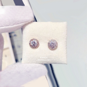 Shiny round Diamond Womens Earrings Rose Gold Platinum Pure Silver Single Diamond Classic Elegant High-End Gift Trendy