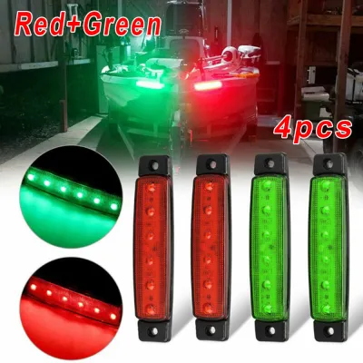 SUITU | 4Pcs Red Green Boat Navigation LED Boat Navigation Lights Waterproof For Marine Yacht Kayak Sailboat Pontoon Boat Signal Lamp