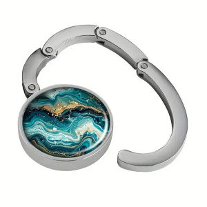 Marble Pattern Portable Purse Hook Foldable Bag Hanger Handbag Holder for Women Student Desk Side Bag Organizer