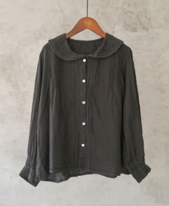 Casual Cotton Linen Shirt Spring New Style Loose Fit Collar French Lace Trim Countryside Youthful Top Womens Fashion Premium Quality