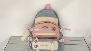 ตุ๊กตาของขวัญ กระเป๋าเป้สะพาย ซึ่งเป็นกระเป๋านักเรียน จุของได้เยอะ สไตล์เกาหลี และยี่ห้� สำหรับผู้หญิง