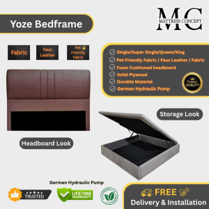 Mattress Concept Yoze Storage Bedframe Pet Friendly Fabric/FauxLeather/Fabric All Size Available