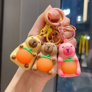 Kawaii Búp Bê Mini Capibara Anime Móc Khóa Dạ Quang Chiếu Sáng Móc Khóa Ánh Sáng Ấm Áp Móc Khóa Động Vật Dễ Thương Silicone Phụ Kiện Thời Trang
