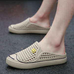 Anti-Slip Casual Beach Sandals Womens Half Slippers Summer Trendy Korean Style Hollow out Slip-On EVA Flat Heel Shoes
