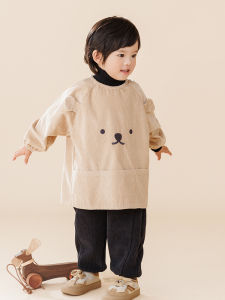 Waterproof Pure Cotton Corduroy Baby Apron with Buttons for Eating Boys And Girls Anti-Dirty Winter Clothes Childrens Wear
