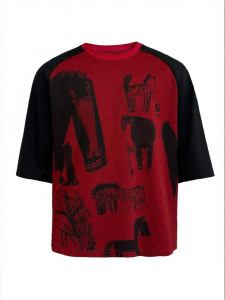 JCAESAR STUDIO | Contrast Sleeve Printed T-Shirt Konica Digital Printing